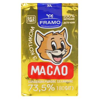 Масло Framo Крестьянское сладкосливочное 73,5% 180г