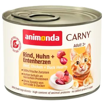 Корм вологий Animonda Carny з яловичиною, куркою та качиним серцем для котів 200г - купити, ціни на MasterZoo - фото 1