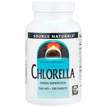 Хлорела, Chlorella, Source Naturals, 500 мг, 200 таблеток - купить, цены на Biotus - фото 1