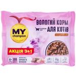 My Champion Chunks in Sauce with Chicken and Liver Wet Food for Adult Cats 100g x 4pcs