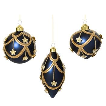 Decoris Blue Christmas Tree Decoration with Stars 8cm in assortment