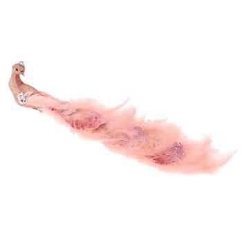 Koopman Peacock on a Clip Decoration 24cm Pink - buy, prices for - photo 1