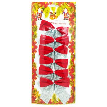 Набір бантиків срібно-червоні 6шт 8*8см - купити, ціни на Таврія В - фото 1