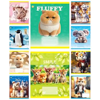 Tetrada Fluffy Checkered Copybook 12 Sheets in assortment
