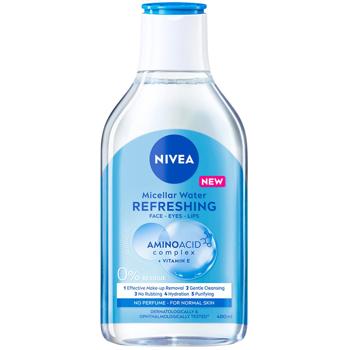 Nivea Refreshing Micellar Water for Normal Face Skin, Eyes and Lips 400ml - buy, prices for COSMOS - photo 1