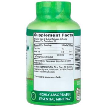 Магній цитрат, Magnesium Citrate, Nature's Truth, 250 мг, 120 гелевих капсул швидкого вивільнення (125 мг в гелевій капсулі) - купити, ціни на Біотус - фото 2