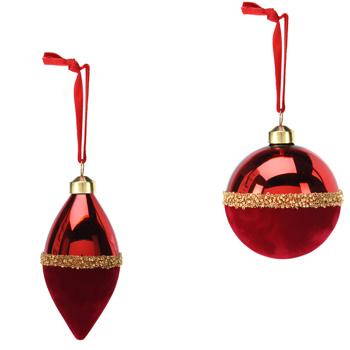 Прикраса ялинкова Koopman 8см червоно-золотистий в асортименті - купити, ціни на NOVUS - фото 1