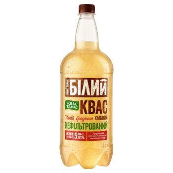 Напій бродіння Квас Тарас Білий нефільтрований пастеризований сильногазований хлібний 1,5л - купити, ціни на NOVUS - фото 1