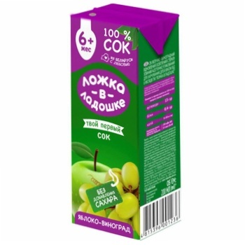 Lozhka v Ladoshke Apple-Grape Juice 200ml - buy, prices for Auchan - photo 2