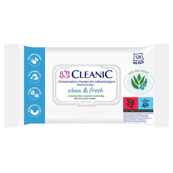 Серветки вологі Cleanic Clean&Fresh універсальні освіжаючі 120шт