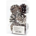 Set of Natural Pine Cones with White Tips 6pcs
