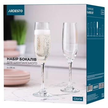 Набір келихів Ardesto для шампанського 215мл 6шт - купити, ціни на AlcoHub - фото 1