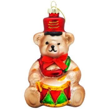 Прикраса ялинкова Bona Di Ведмедик з декором із гліттера 7х12см