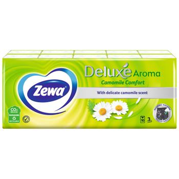 Хустинки носові Zewa Deluxe з ароматом ромашки 3 шари 10шт - купити, ціни на Auchan - фото 1