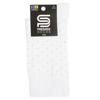 Premier Socks Elegant Men's Socks with Small Pattern s.29 White