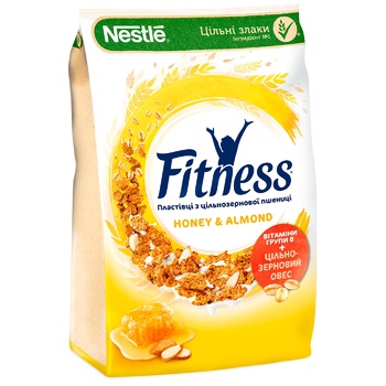 Готовый сухой завтрак NESTLÉ® FITNESS® Honey&Almond из цельнозерновой пшеницы с медом и миндалем 400г - купить, цены на ULTRAMARKET - фото 1