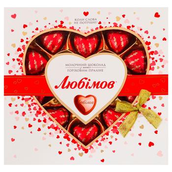 Конфеты Любимов с ореховым пралином в молочном шоколаде 125г - купить, цены на Торба - фото 1