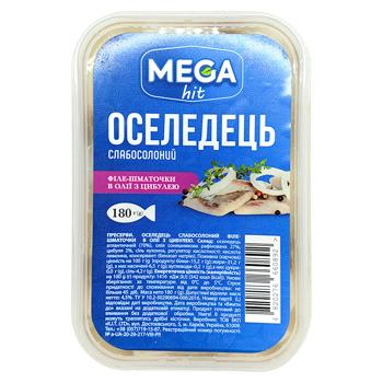 Сельдь Mega hit филе-кусочки слабосоленая в масле с луком 180г - купить, цены на Чудо Маркет - фото 2