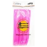 Plastic Pink Knives 155mm 20pcs