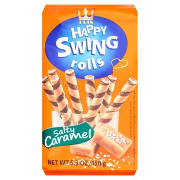 Трубочки вафельні Flis Swing з начинкою солона карамель 150г - купити, ціни на КОСМОС - фото 1