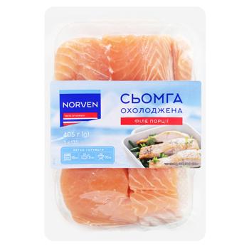 Norven Chilled Salmon Fillets Portions On Skin 405g - buy, prices for NOVUS - photo 1