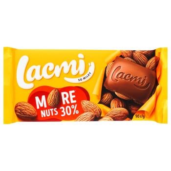 Шоколад молочний Roshen Lacmi з цілим мигдалем 90г