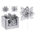 Silver Artificial Flower on Stick 14x21cm