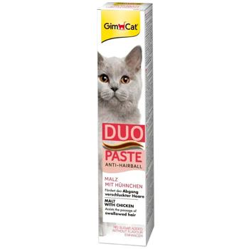 Лакомство для кошек GimCat Duo Paste Anti-Hairball паста с мальт и курицей для выведения шерсти 50г - купить, цены на MasterZoo - фото 1
