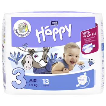 Підгузки Bella baby Happy midi р.3 5-9кг 13шт - купити, ціни на NOVUS - фото 1