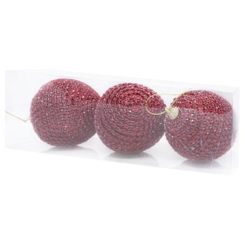 Red Christmas Ball with Pebbles 8cm 3pcs - buy, prices for - photo 3