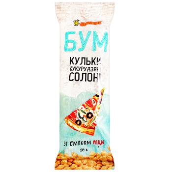 Шарики кукурузные Бумкорн соленые со вкусом пиццы 16г - купить, цены на ЕКО Маркет - фото 1