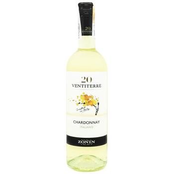 Вино Zonin Ventiterre Chardonnay біле сухе 12% 0.75л - купити, ціни на Auchan - фото 1