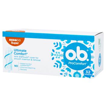 O.B.® Pro Comfort Super Tampons 32pcs - buy, prices for COSMOS - photo 1