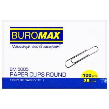 Скрепки Buromax круглые 28мм 100шт - купить, цены на Таврия В - фото 1