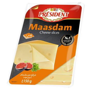 Сир твердий President Маасдам нарізаний 45% 150г - купити, ціни на - фото 2