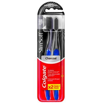 Зубная щетка Colgate Slim Soft Charcoal Древесный Уголь 2шт