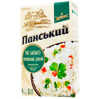 Рис Хуторок Панський Басматі шліфований довгий 400г - купити, ціни на Cупермаркет "Харків" - фото 1