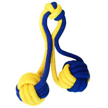 MasterZoo Rope with Balls Toy for Dogs 40cm Yellow-Blue - buy, prices for MasterZoo - photo 1