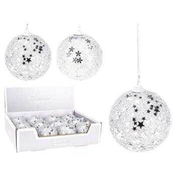 Silver Christmas Tree Ball 8cm in assortment