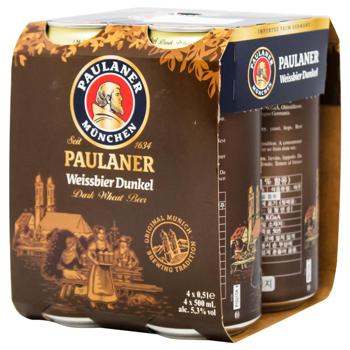 Paulaner Dunkel Beer 5.3% 4pc*0.5l - buy, prices for AlcoHub - photo 1