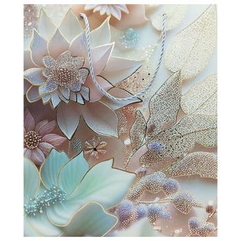 Пакет подарочный Цветы 10331-1 26х32х10см - купить, цены на Чудо Маркет - фото 1