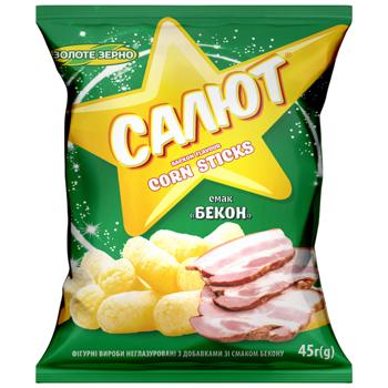 Палочки кукурузные Салют со вкусом бекона 45г - купить, цены на Идеал - фото 1