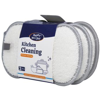 Губки кухонні 3шт бамбук 34841 E-129х95 И857 - купить, цены на КОСМОС - фото 4