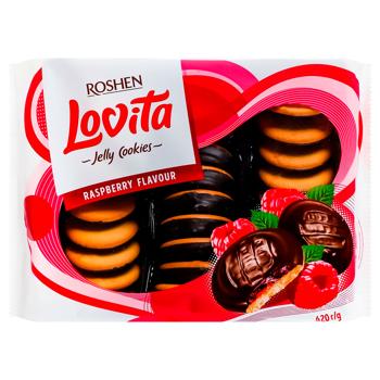 Печенье Roshen Lovita сдобное с желейной начинкой со вкусом малины 420г