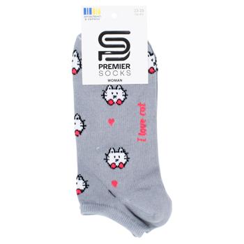 Носки Premier Socks женские ультракороткие Котики р.23-25 светло-серый - купить, цены на ЕКО Маркет - фото 1