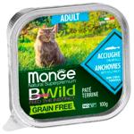 Корм влажный Monge Bwild Grain Free с анчоусами и овощами для кошек 100г