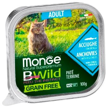 Корм вологий Monge Bwild Grain Free з анчоусами та овочами для котів 100г - купити, ціни на MasterZoo - фото 1