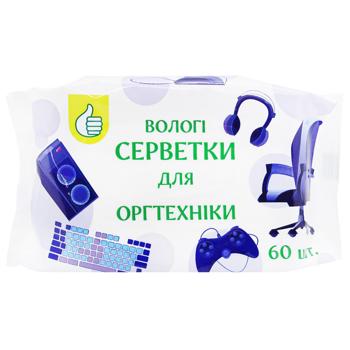 Салфетки влажные Auchan для оргтехники 60шт - купить, цены на Auchan - фото 1