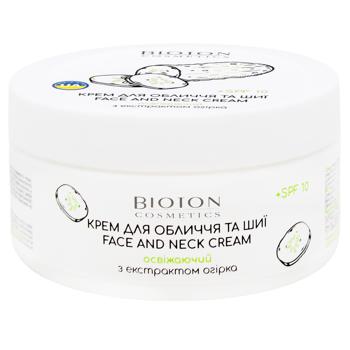 Крем для обличчя та шиї Bioton Cosmetics Освіжаючий з екстрактом огірка SPF 10 100мл