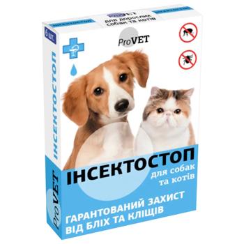 Краплі на холку ProVET Інсектостоп для собак і котів від 4 до 10кг від зовнішніх паразитів 1 піпетка